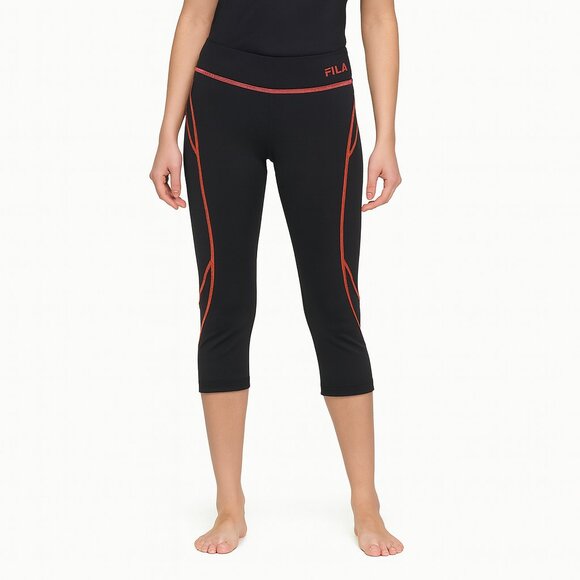 NWT Fila Black and Orange Capri Length Leggings Workout Running Yoga Size XS - Picture 1 of 10